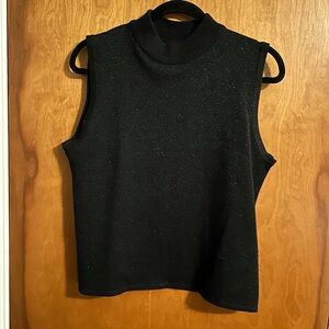 Vintage 90s/Y2K Black Shimmer Knit Turtleneck Tank